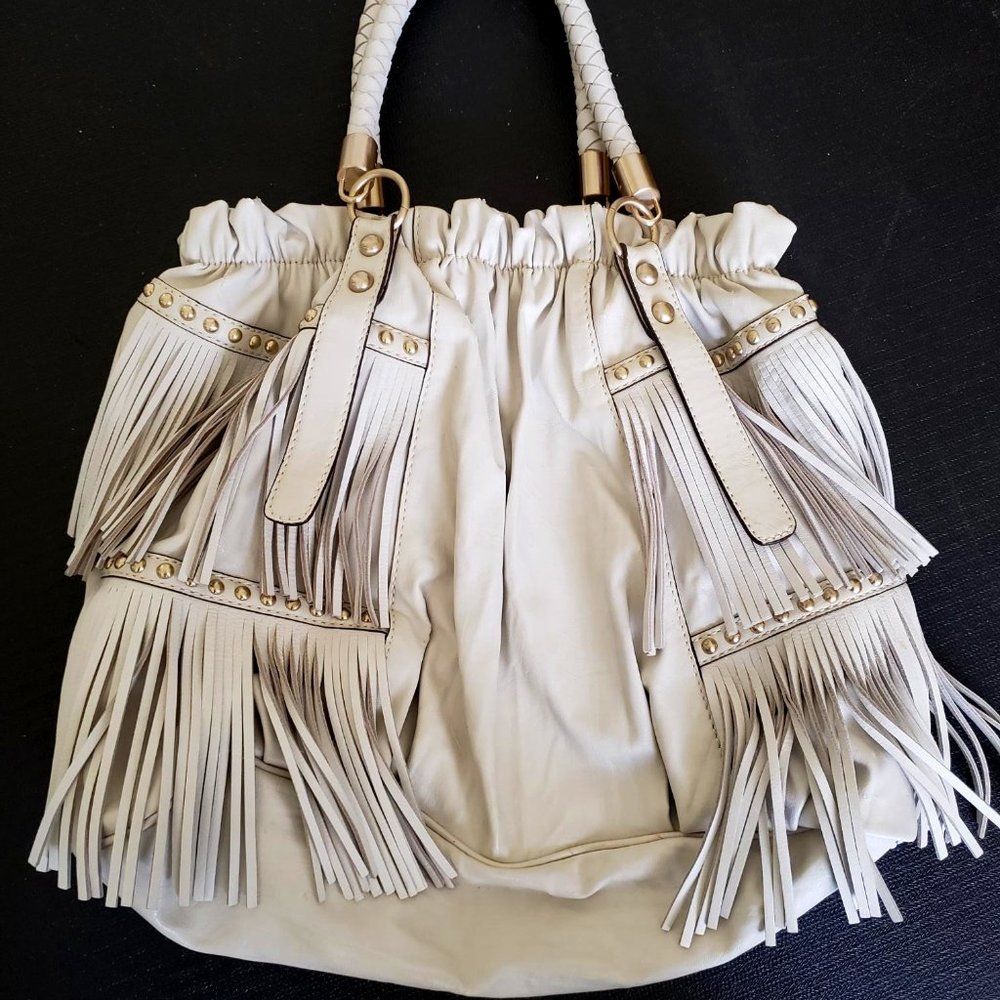 Off-White Leather Fringe Purse